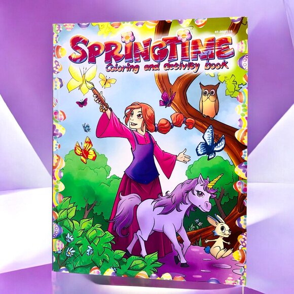 Springtime Coloring and Activity Book Rabbit Flower Bird Bees Horse Snail Duck - Picture 1 of 10
